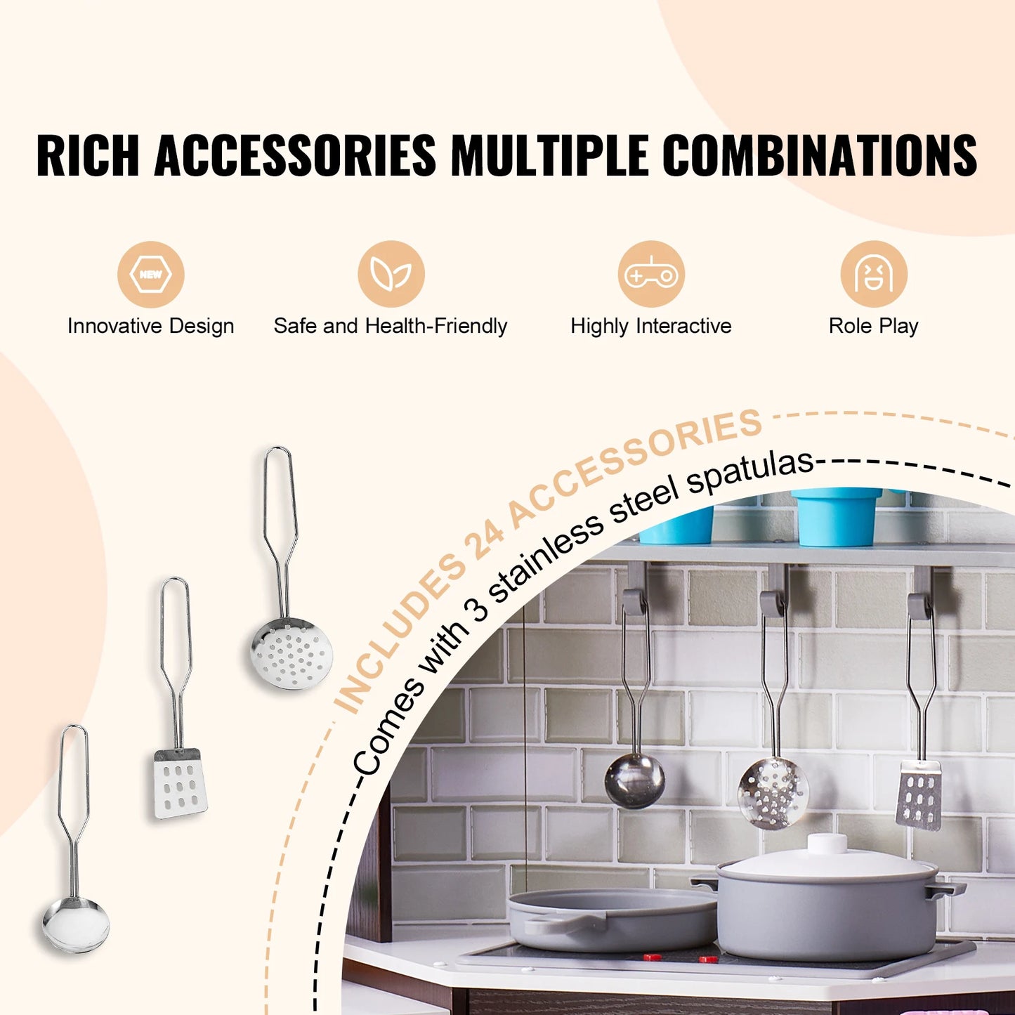 SucceBuy Play Kitchen Set Ice Maker Kitchen Toys For Kids