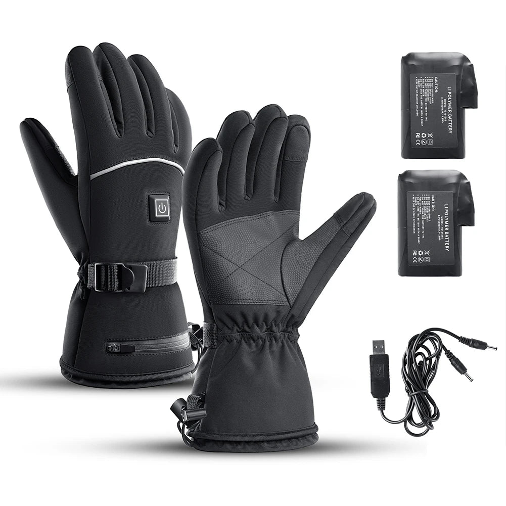 VKTECH Motorcycle Heated Gloves Waterproof Touchscreen With 3 Gear Heating