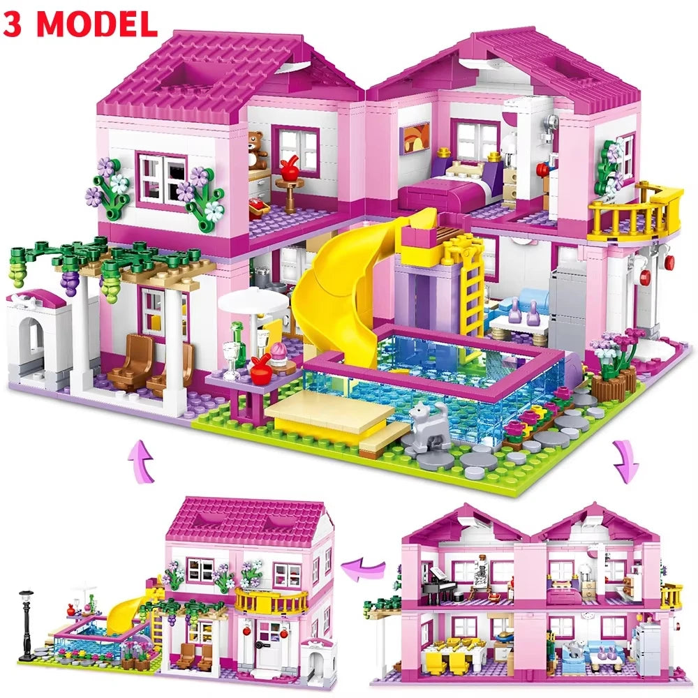 Hign-concerned City Street View Villa Building Blocks Set