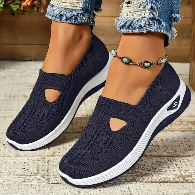 Breathable Women's Knitted Casual Sneakers Low Top Summer Shoes