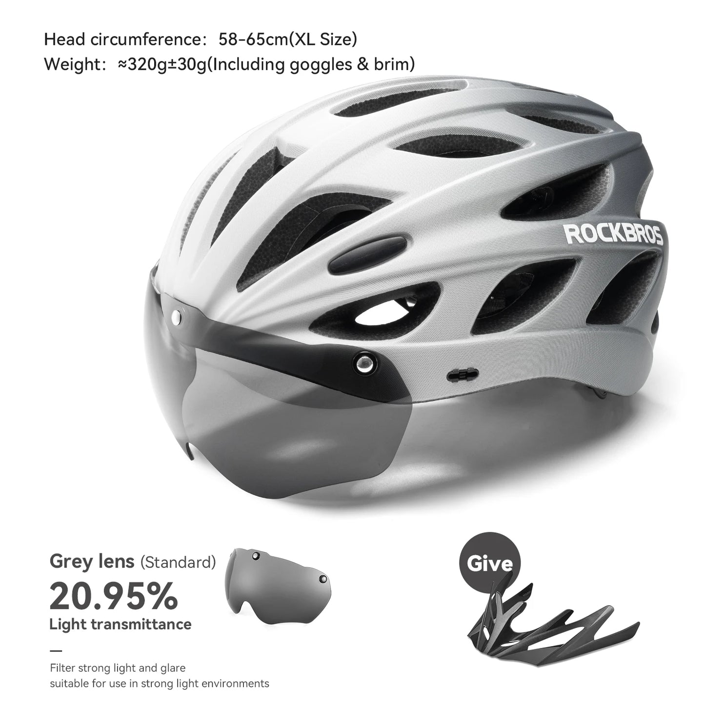 ROCKBROS Cycling Helmet With Integrated Goggles Lightweight Head Protection