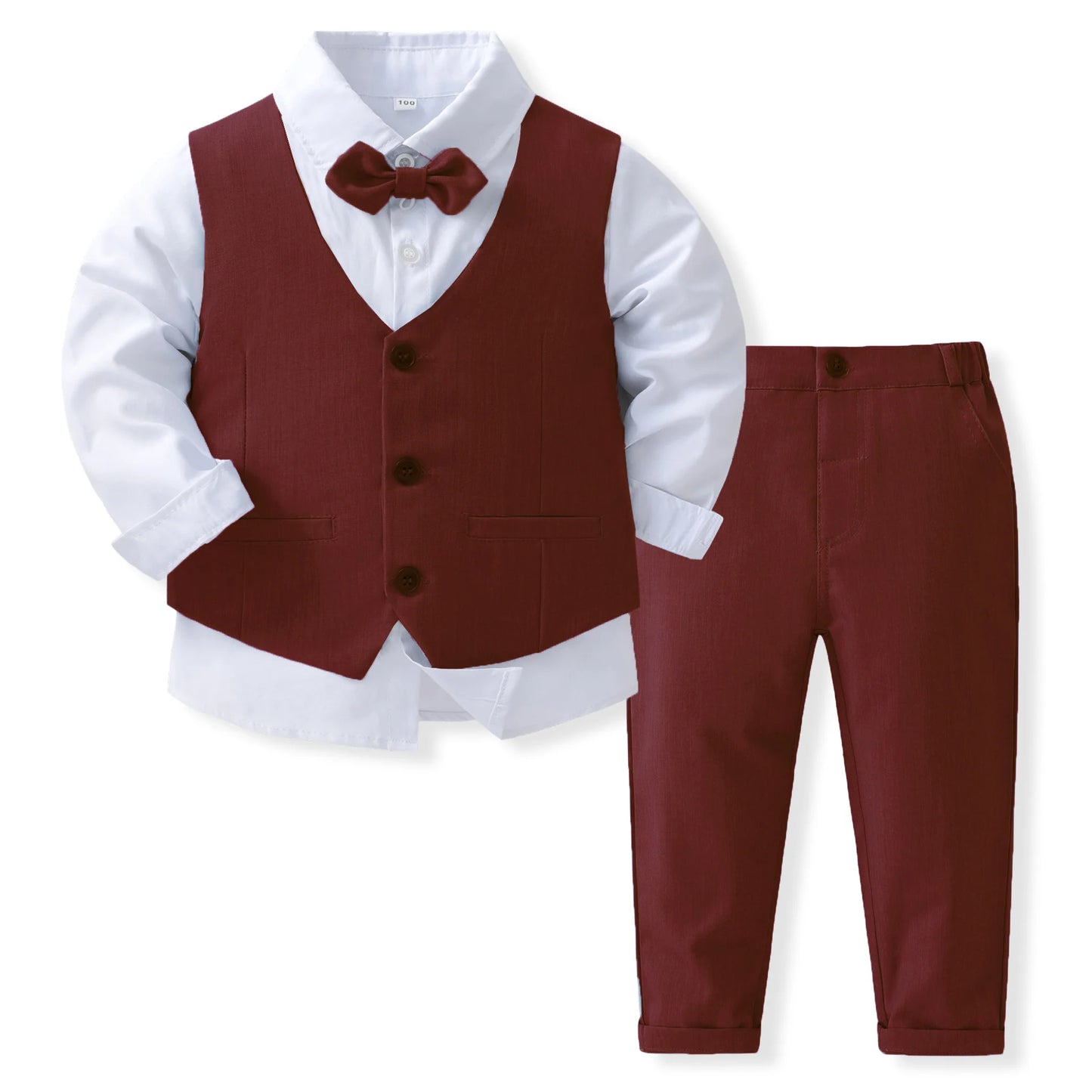 Kabeier Boys Birthday Cotton Vest Suit Set Formal Kids Clothing