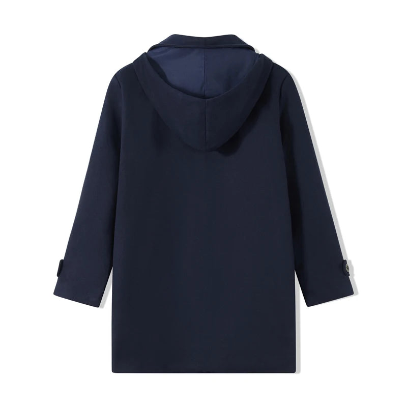Men's Winter Duffle Wool Blend Coat With Hood Toggle Outerwear