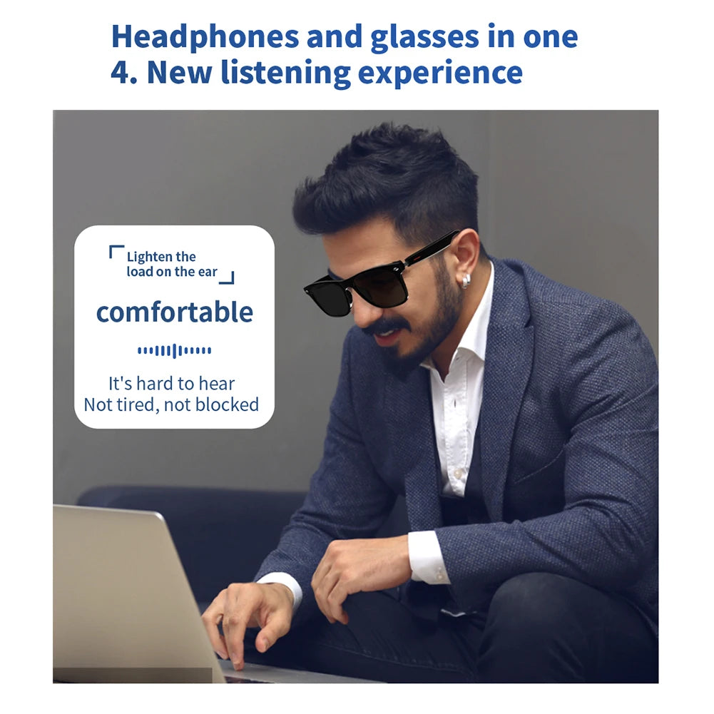 APWIKOGER Smart Glasses AI Voice Assistant Bluetooth Camera Sunglasses