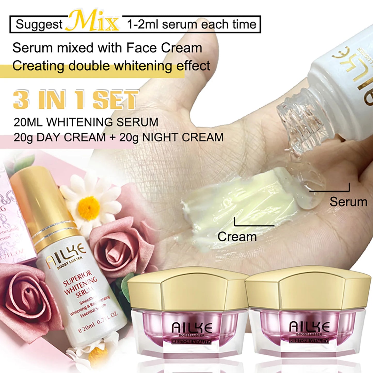 AILKE Skin Radiant Facial Cream Sodium Hyaluronate Brightening Moisturizing