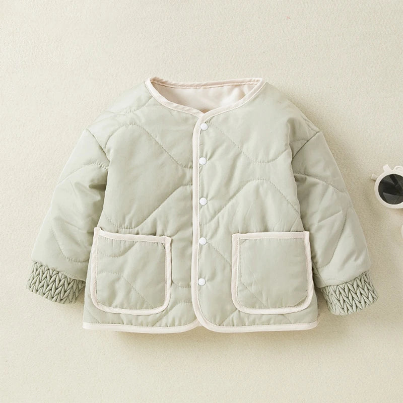 Kids Quilted Puffer Hooded Jacket Zipper Closure Unisex Winter Coat