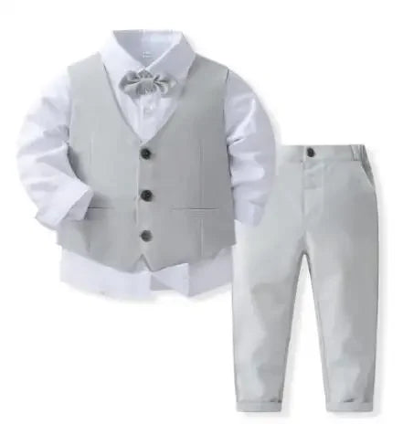 Kabeier Boys Birthday Cotton Vest Suit Set Formal Kids Clothing
