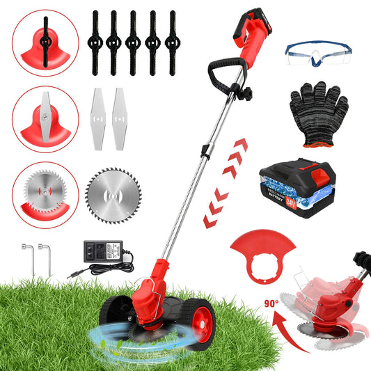 21V Cordless Weed Wacker Trimmer With Wheels 3 In 1