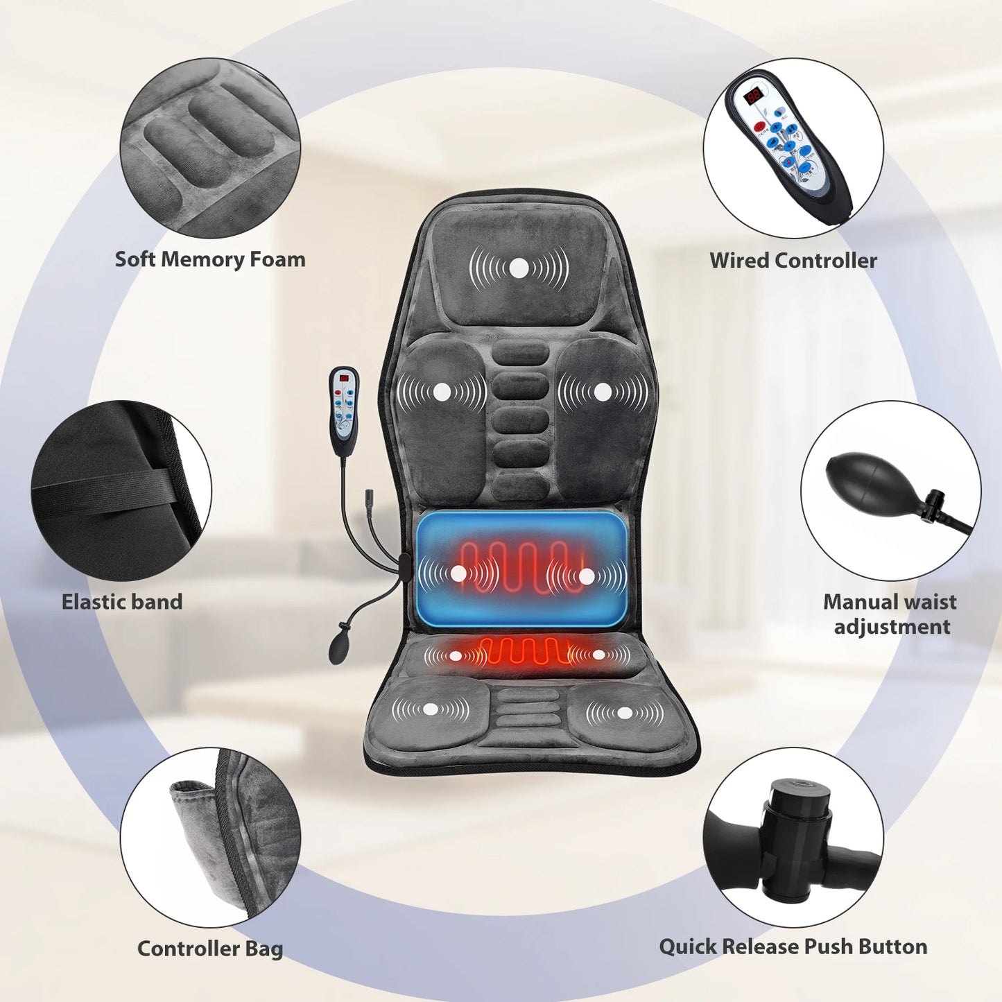 Aiveisi Full Body Massage Cushion With Neck Massager Remote Control