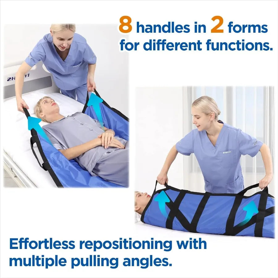 Bed Positioning Pad With Reinforced Handles For Patient Transfer
