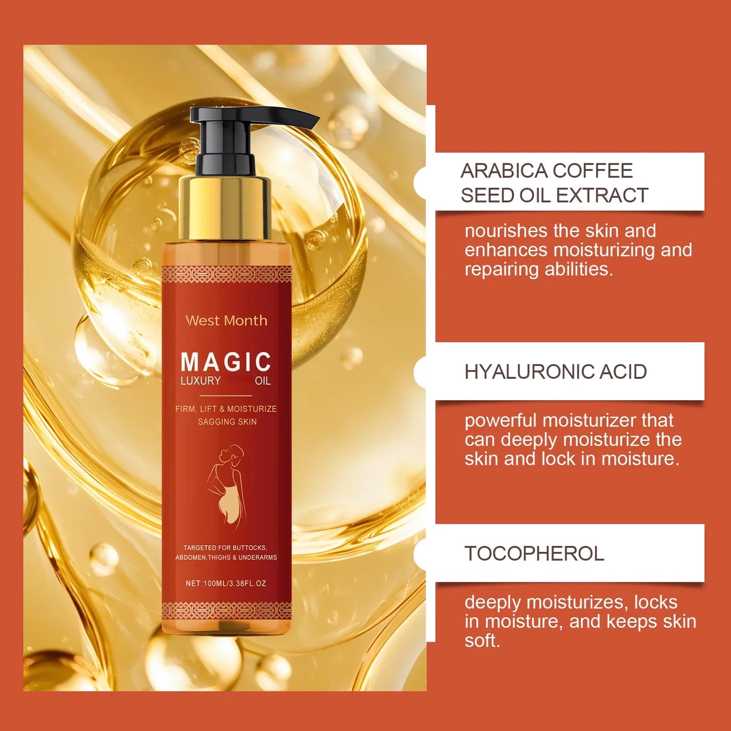 West&Month Firming Body Oil For Glowing Skin And Cellulite