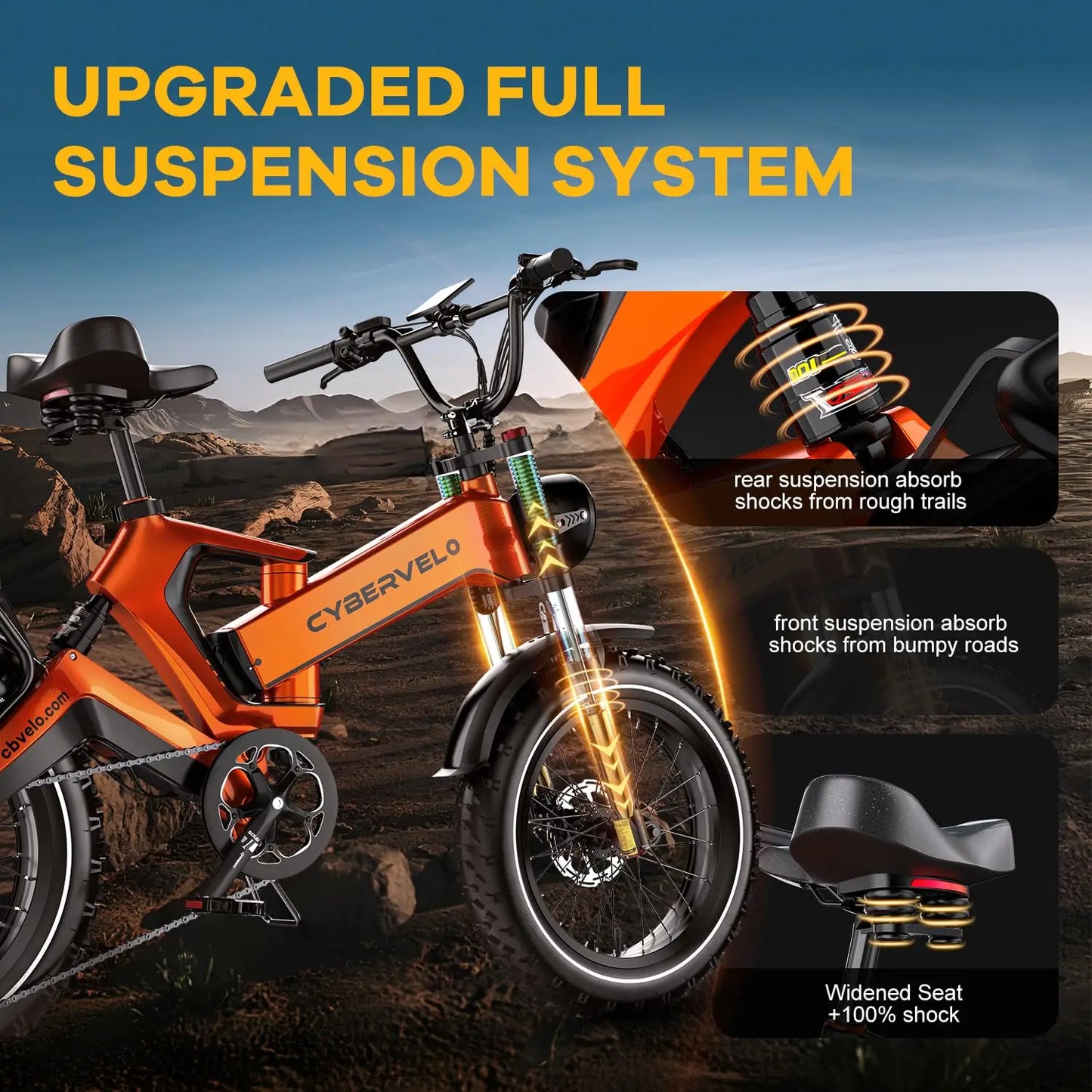 CYBERVELO Folding Electric Bike EK6 2000W Offroad 30 MPH
