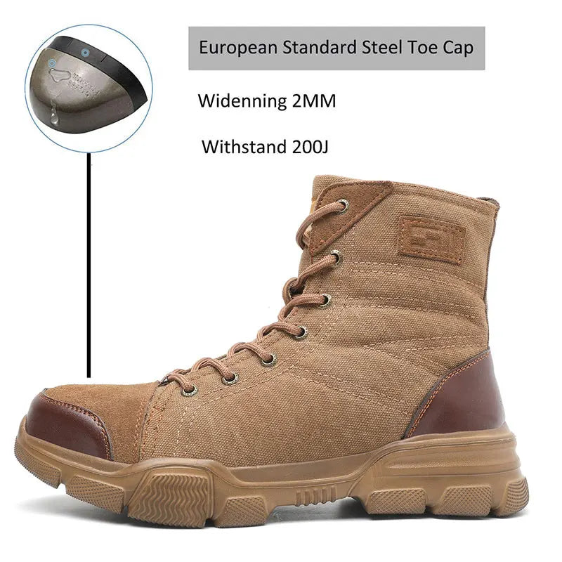 SUADEX Steel Toe Work Boots For Men Safety Shoes Desert