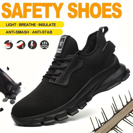 Mens Safety Shoes With Metal Toe Cap Breathable Fabric Upper