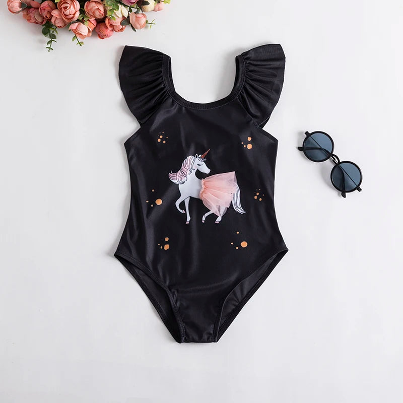 Baby Girls Swimwears Summer Bikini Set Sun Protection Kids Cute Floral Toddler Learn Swimming Suits One-Piece Sunbeach Swimsuit