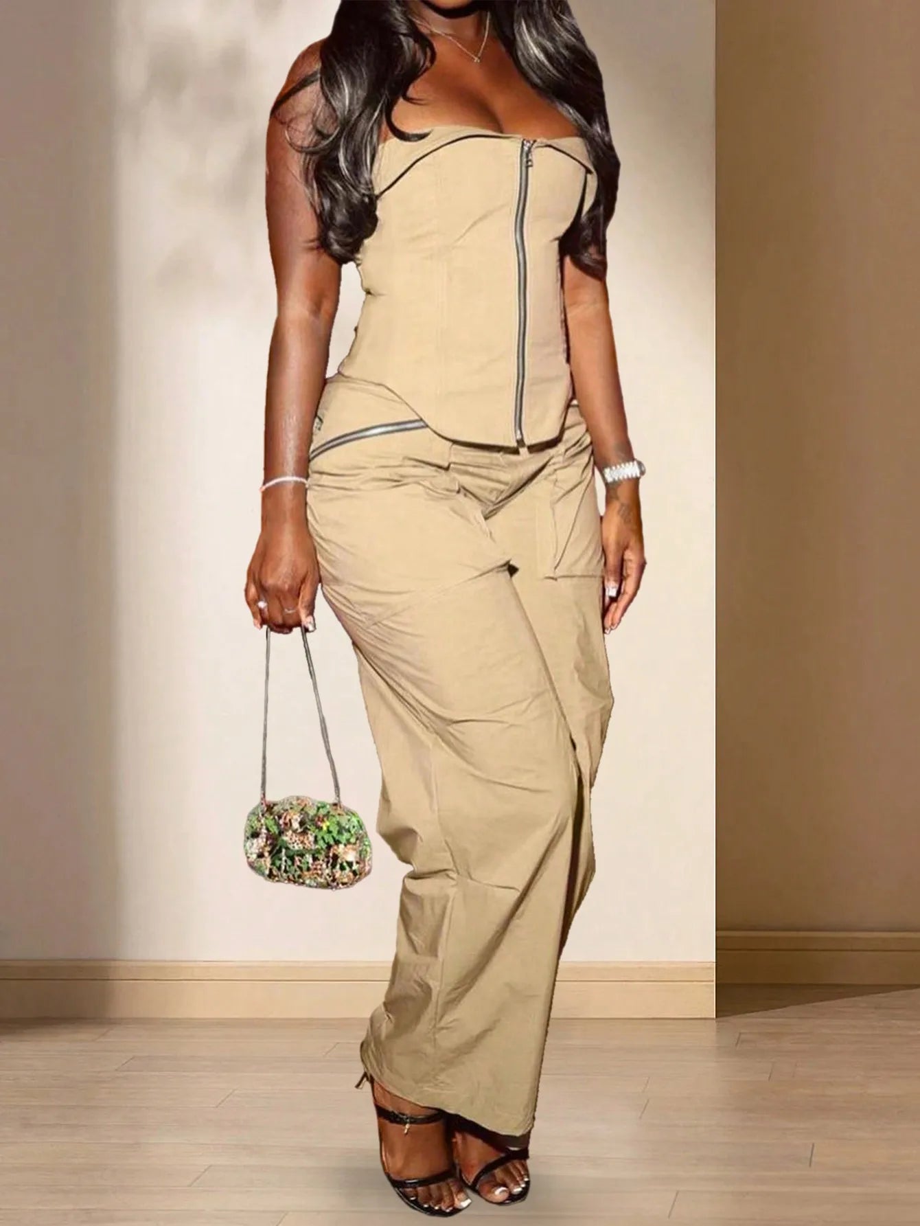 Casual Bohemian Muse Shirt and Wide Leg Pants Set Women