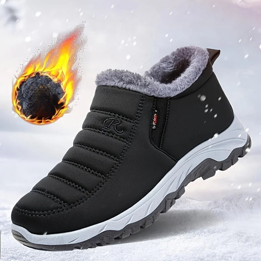 Women Fleece Lined Snow Boots Waterproof Slip On Ankle Boots