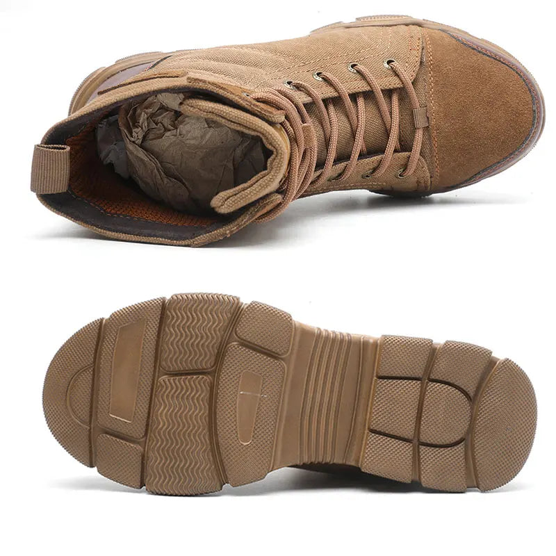 SUADEX Steel Toe Work Boots For Men Safety Shoes Desert