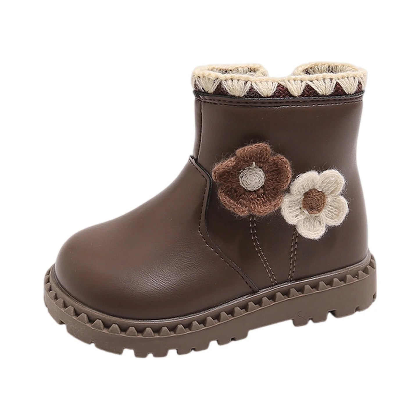 Girls Fleece Lined Winter Boots With Side Zip Anti Slip