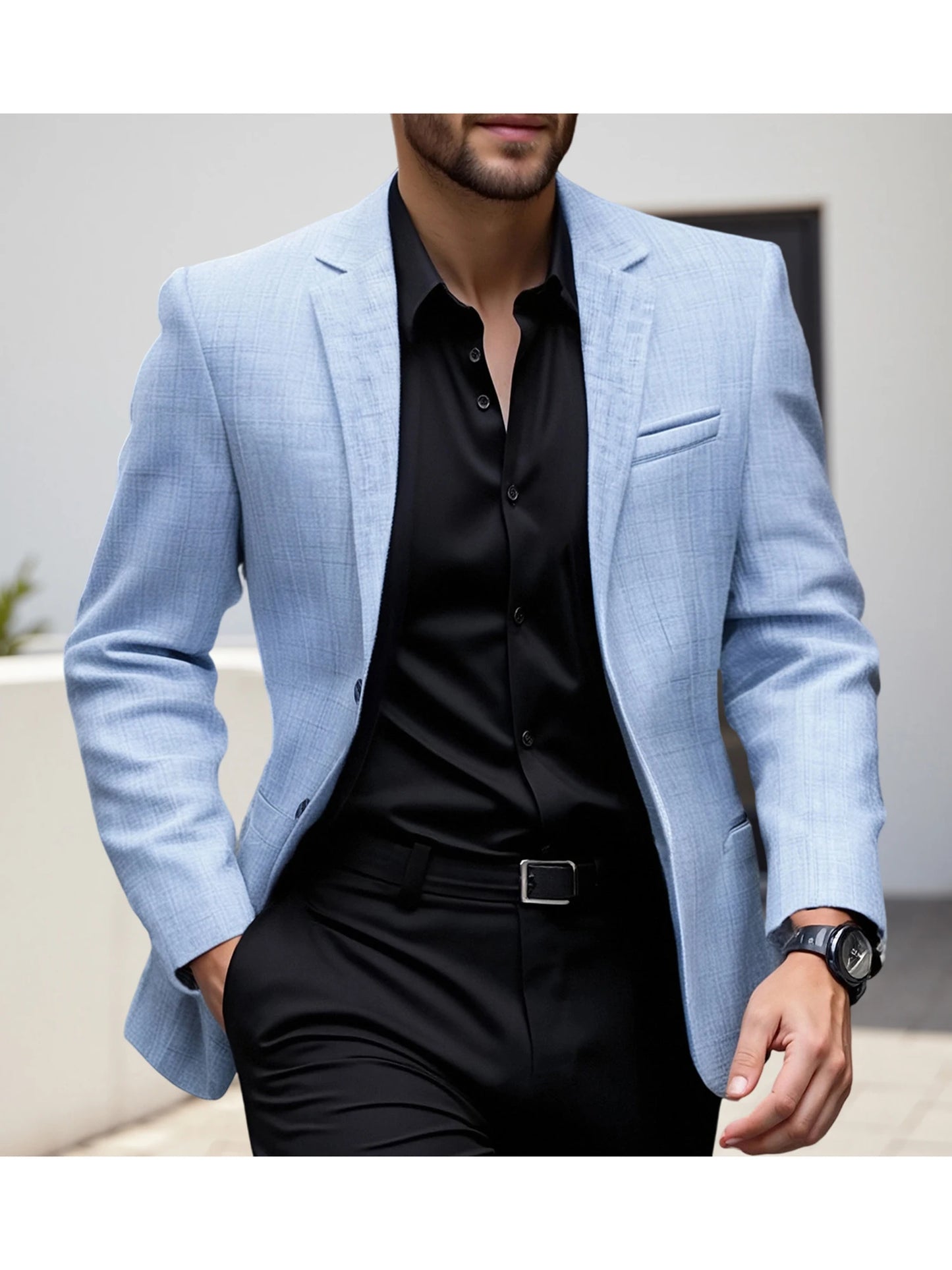 Men's Fit Casual Blazer With Notched Lapel Button Closure