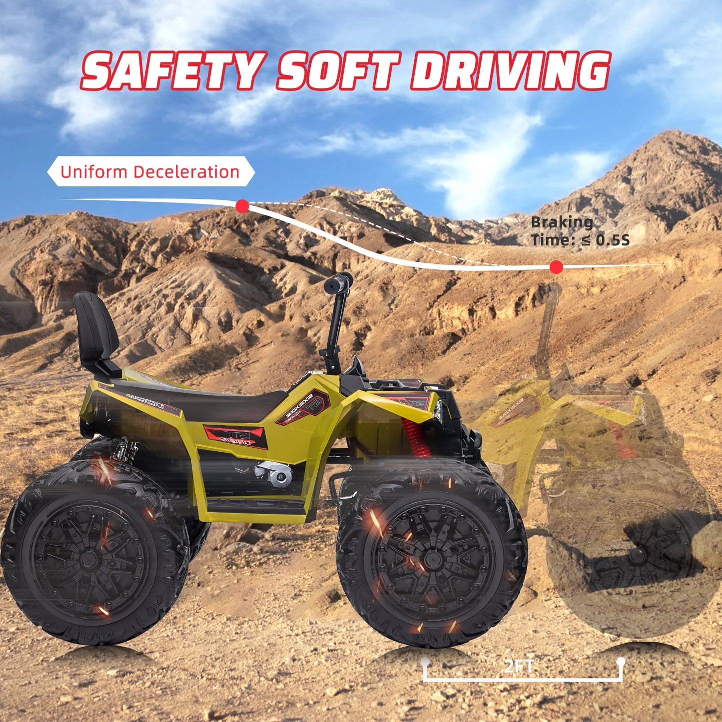 HiMISSE Kids Electric ATV 24V Ride On Car Bluetooth LED