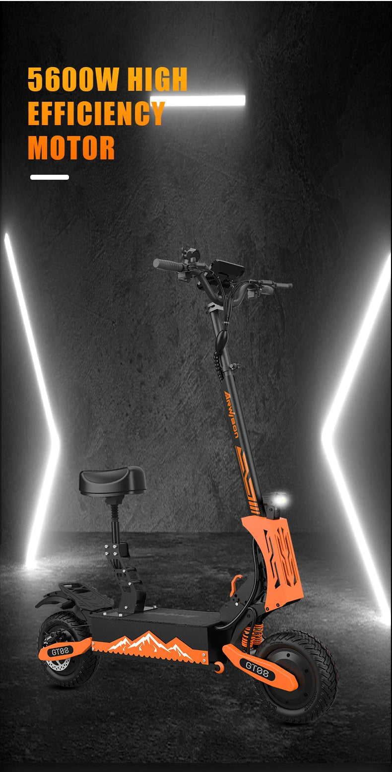 Arwibon 5600W Dual Motor Electric Scooter With Seat Top Speed 46MPH