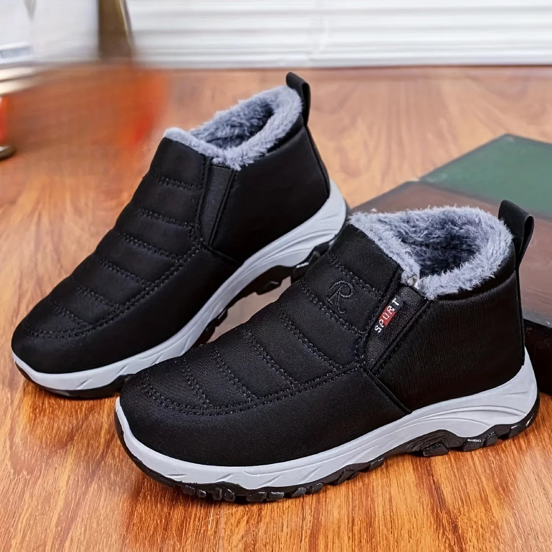Women Fleece Lined Snow Boots Waterproof Slip On Ankle Boots