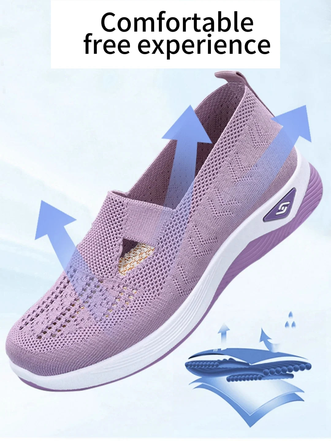 Breathable Women's Knitted Casual Sneakers Low Top Summer Shoes