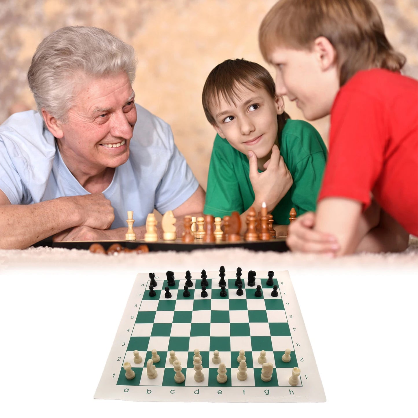 PU Leather Travel Chess Set Folding Board Game Portable Play