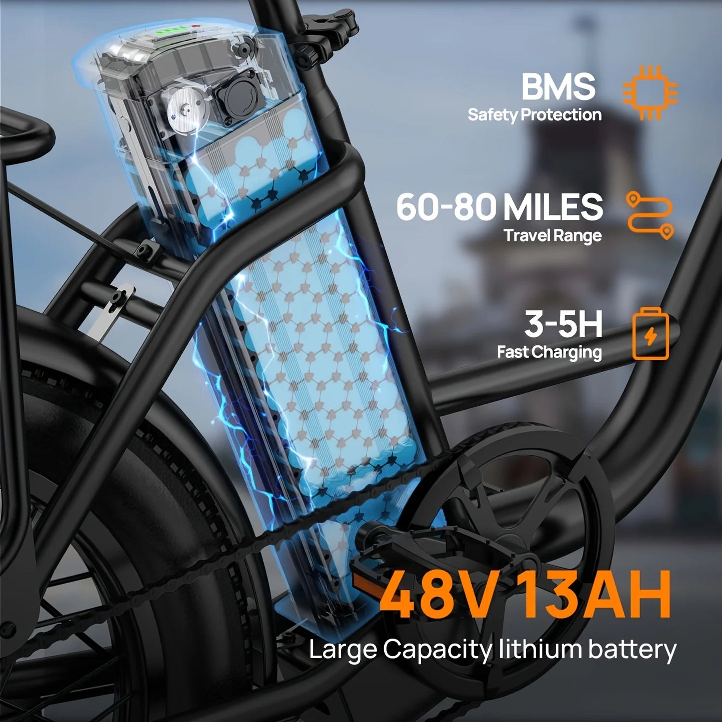 URLIFE 1000W E20 Electric Bike With Removable 48V Battery
