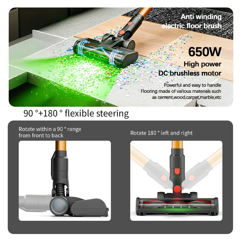 COTIAR V22 Cordless Vacuum Cleaner 650W 55000PA Home Appliance Handheld Vacuum Cleaner Cleaning Supplies Removable Battery