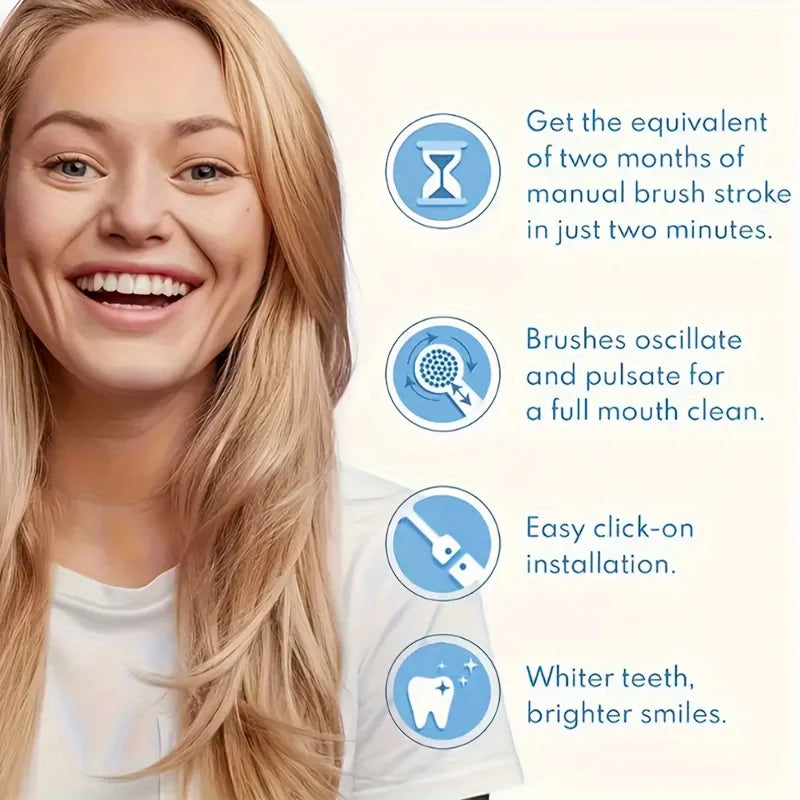 Electric Rotary Toothbrush With Timer USB Rechargeable 10 Heads Waterproof