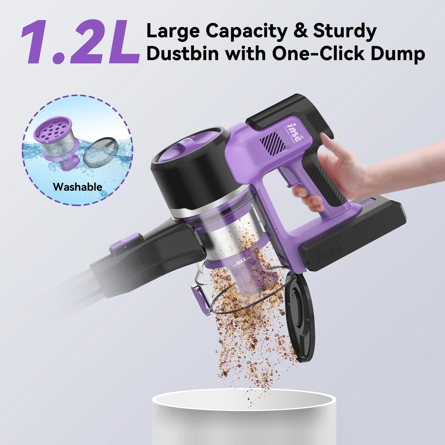 S10/S10X/S10P 45Kpa Powerful Suction Cordless Vacuum Cleaner, 1.2L Dust Box, 2 Batteries for Floor,Carpet&Pet Hair