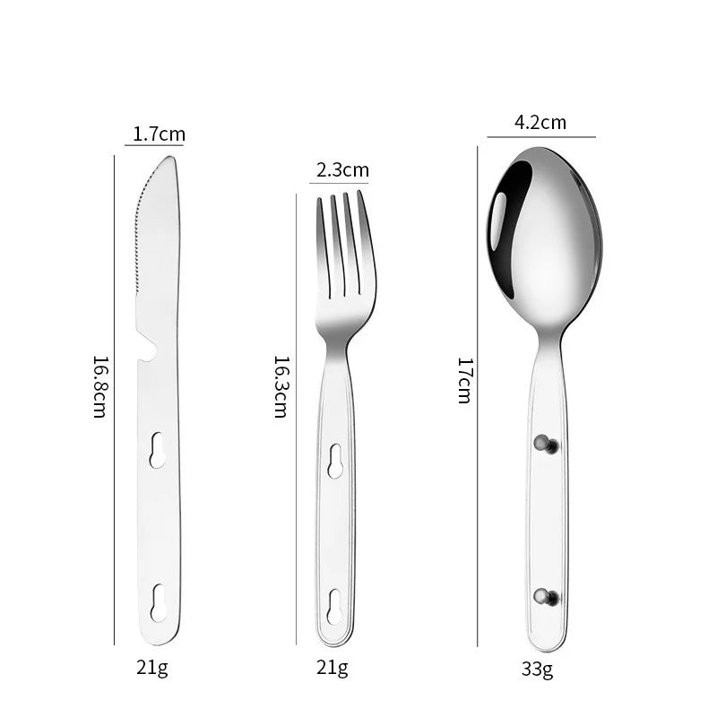 Stainless Steel Folding Camping Cutlery Set Compact Travel Kit