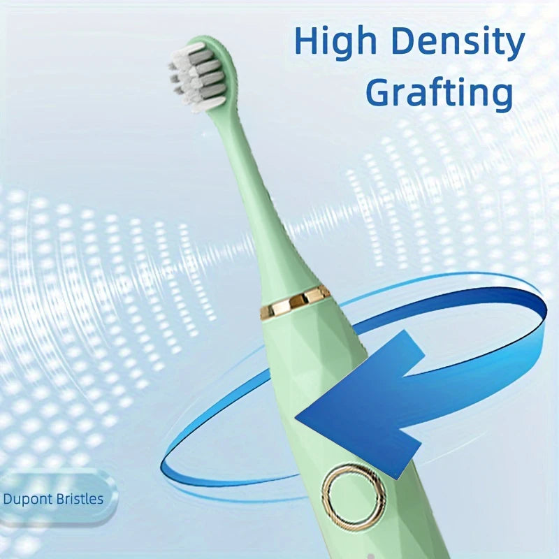 Electric Rotary Toothbrush With Timer USB Rechargeable 10 Heads Waterproof
