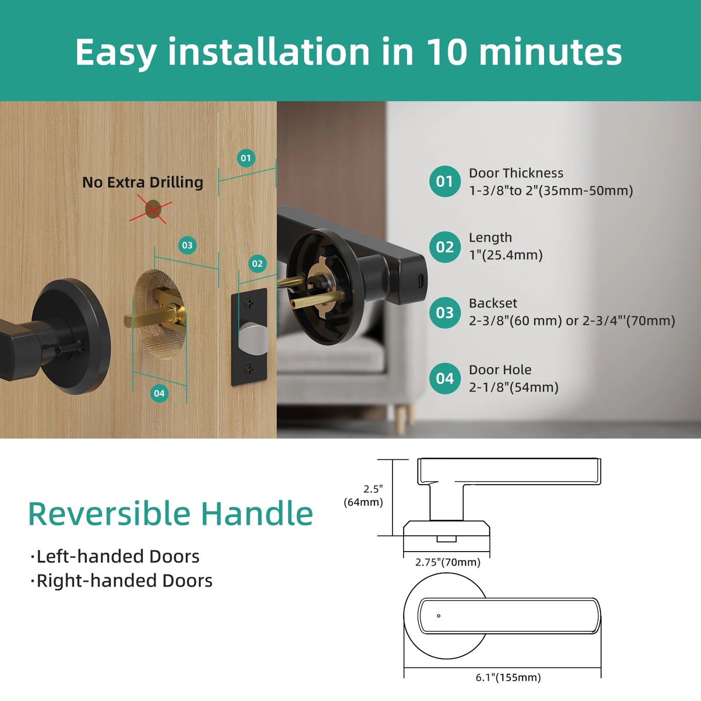 Viladepot Smart Lock Fingerprint Door Lock With App Control Passcode