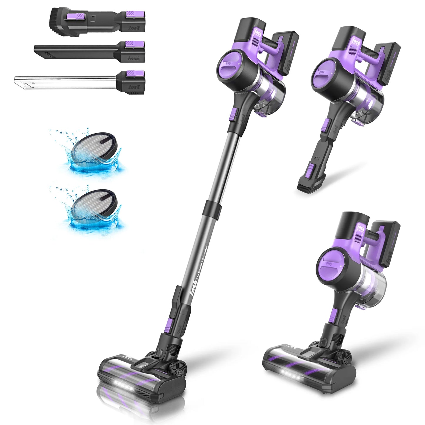 S10/S10X/S10P 45Kpa Powerful Suction Cordless Vacuum Cleaner, 1.2L Dust Box, 2 Batteries for Floor,Carpet&Pet Hair
