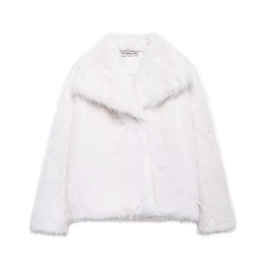 Siyang Faux Fur Coat Women Turn Down Collar Winter Streetwear