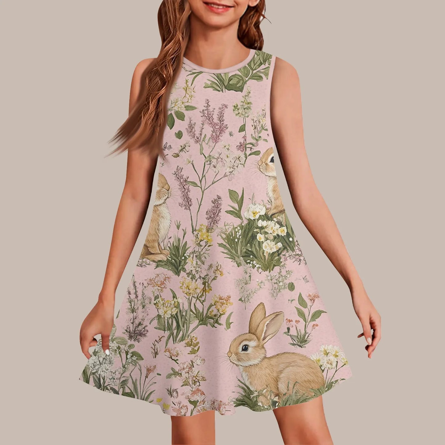 Girls Knee Length Dress With Bow Casual Polyester Short Sleeve