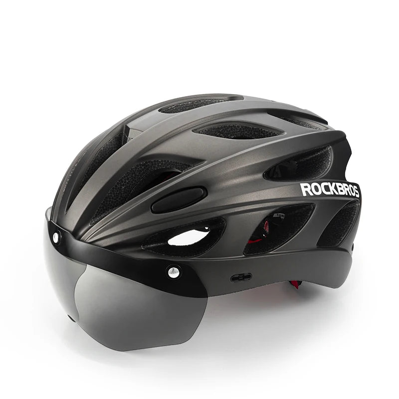 ROCKBROS Cycling Helmet With Integrated Goggles Lightweight Head Protection