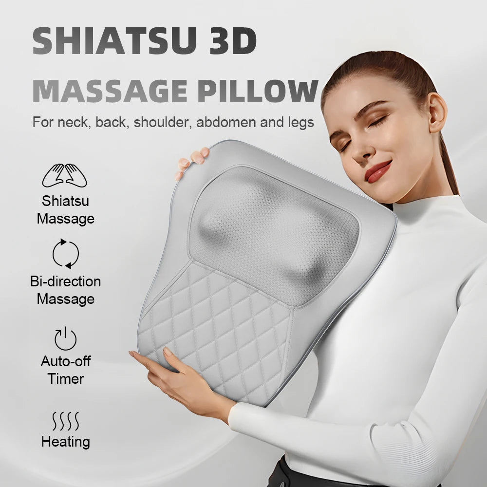 HIMOUTA Back Massager With Heat 3D Kneading Pillow For Neck