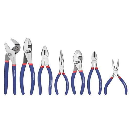 WORKPRO 7 Piece Pliers Set Groove Joint Long Nose Slip Joint Linesman Diagonal