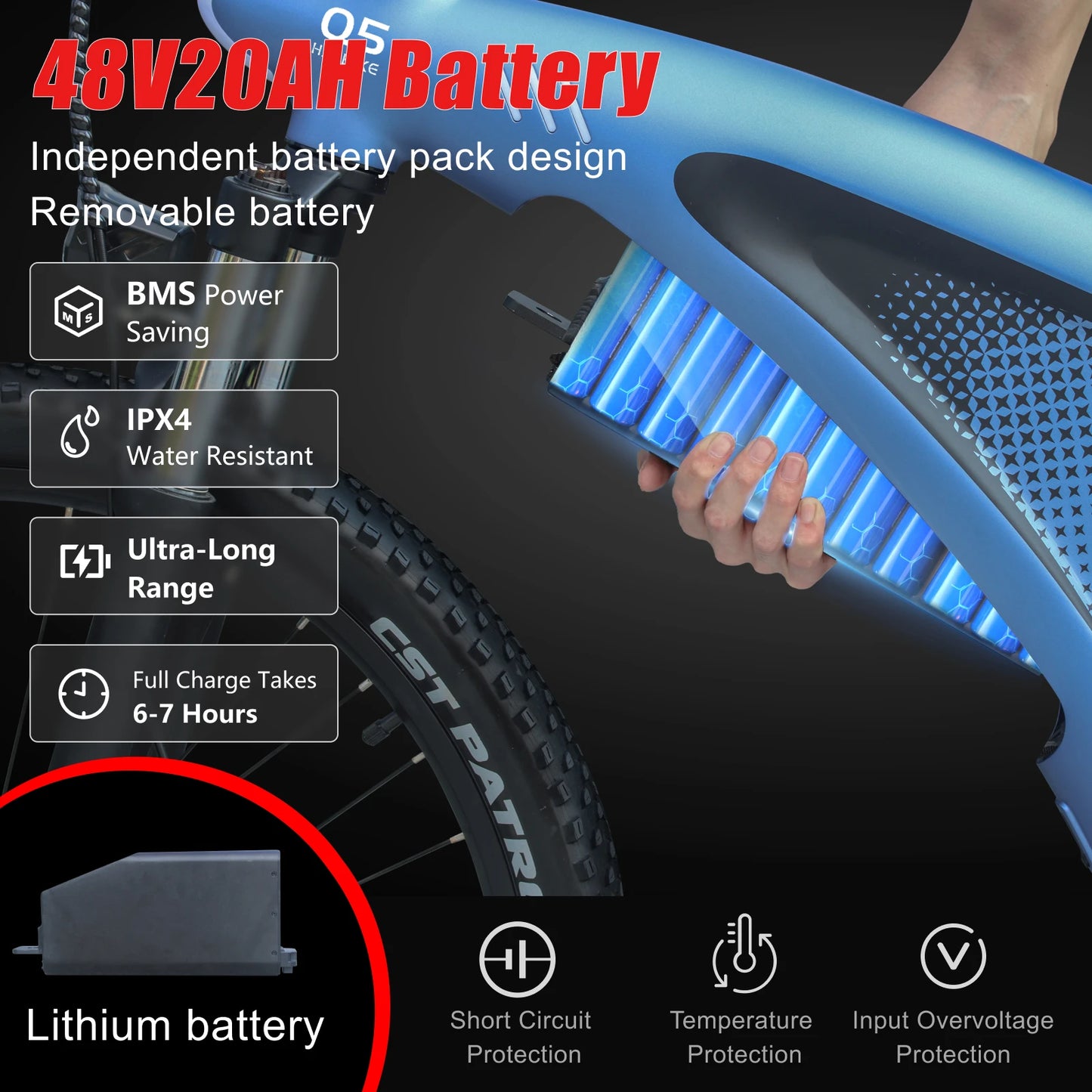 Huanci HX Q5 2000W Electric Mountain Ebike With Removable Battery