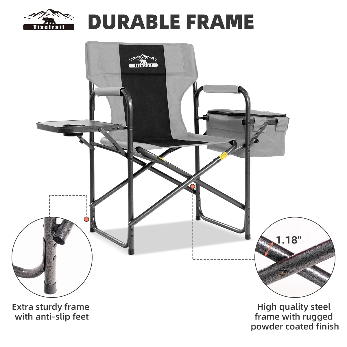 Tisetrail Director Camping Chair With Foldable Side Tray And Cooler