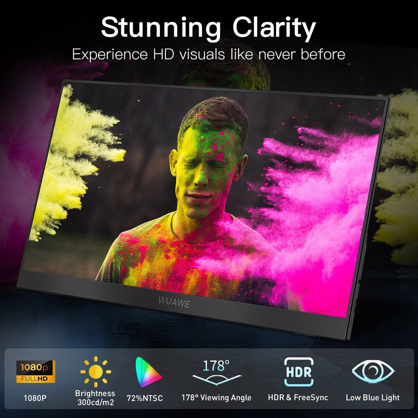 WUAWEB Portable Monitor For Laptop 1080P HDR USB C HDMI