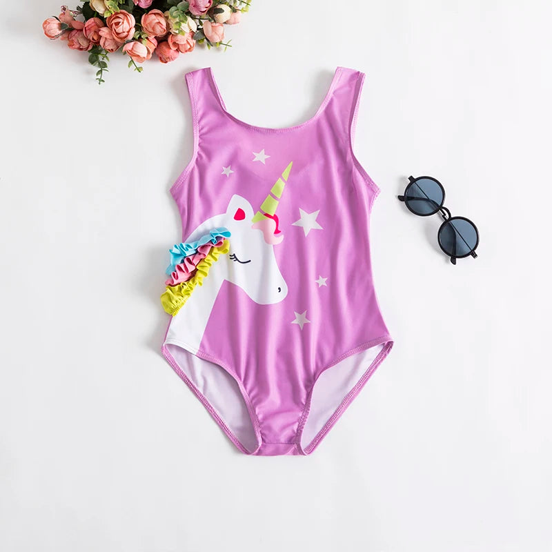 Baby Girls Swimwears Summer Bikini Set Sun Protection Kids Cute Floral Toddler Learn Swimming Suits One-Piece Sunbeach Swimsuit
