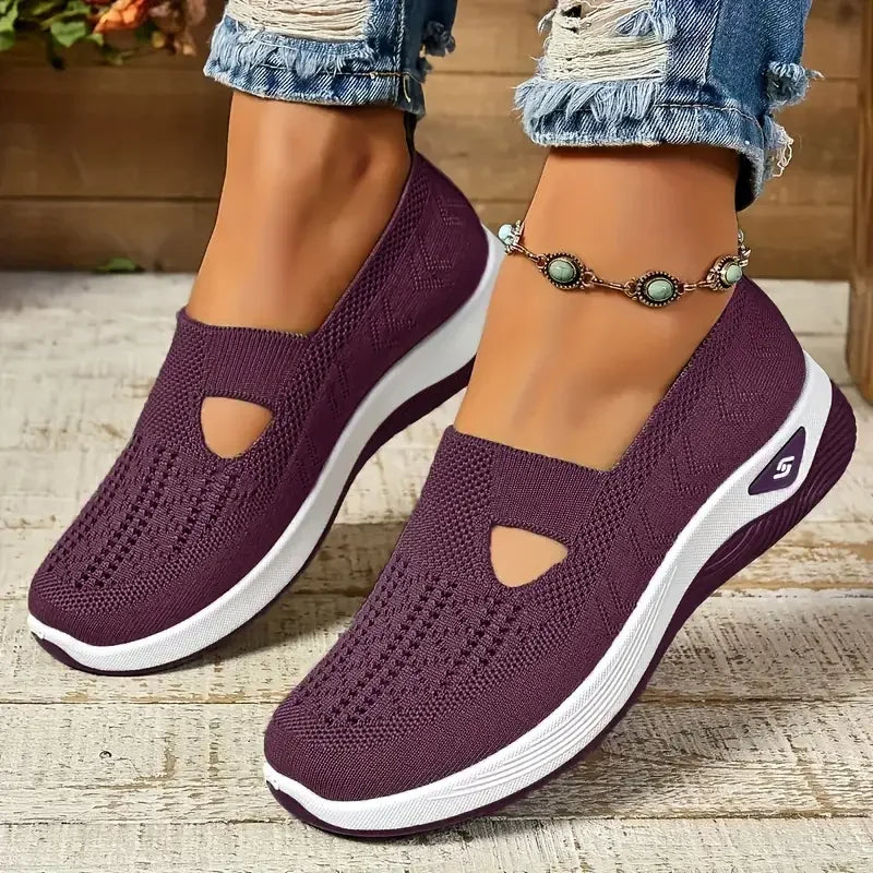 Breathable Women's Knitted Casual Sneakers Low Top Summer Shoes