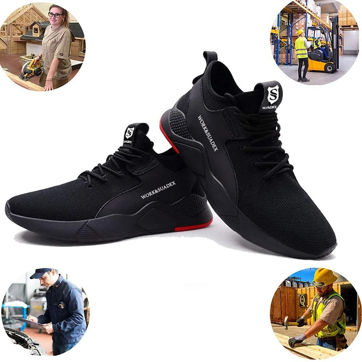 SUADEX Men Work Safety Shoes Steel Toe Cap Boots Durable