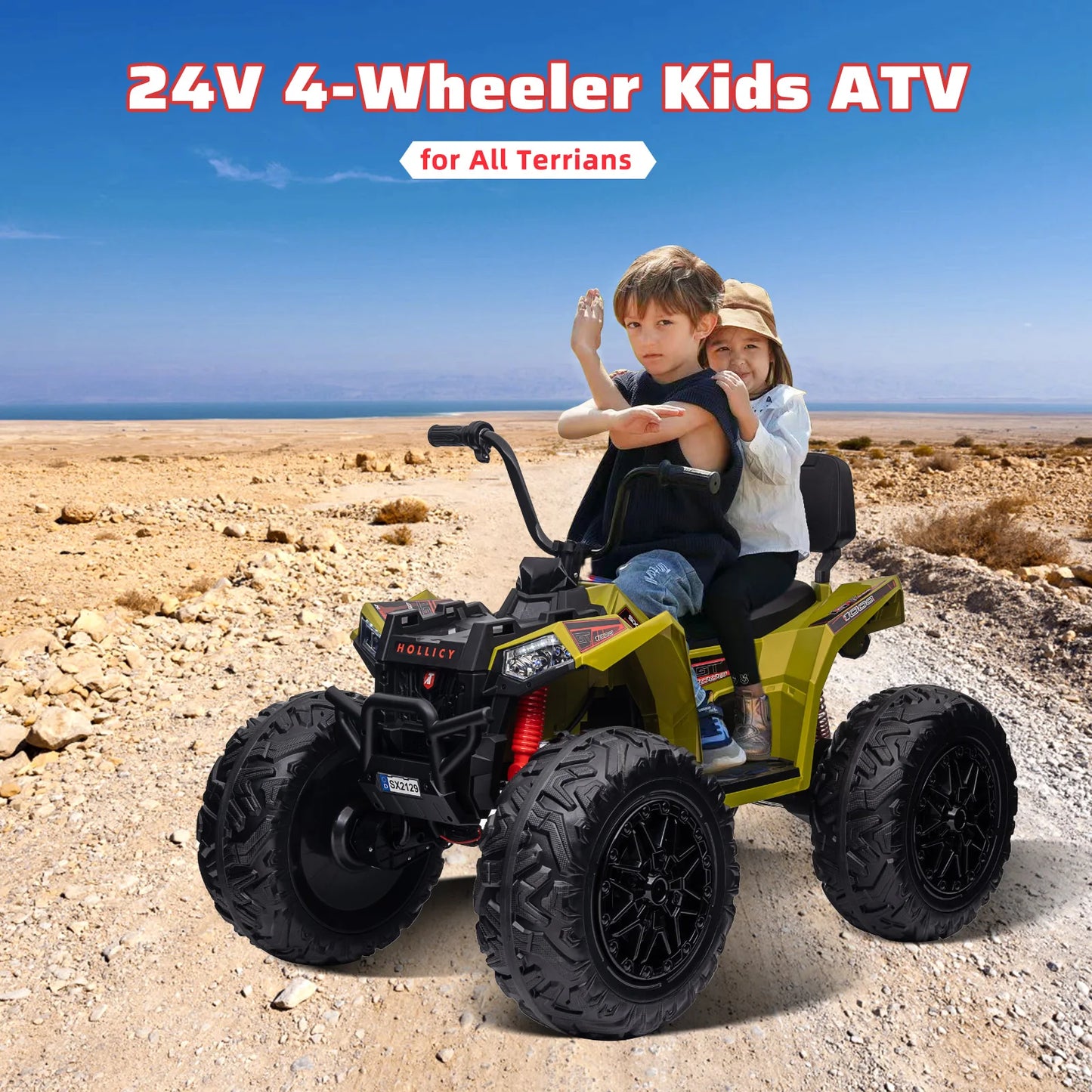 HiMISSE Kids Electric ATV 24V Ride On Car Bluetooth LED