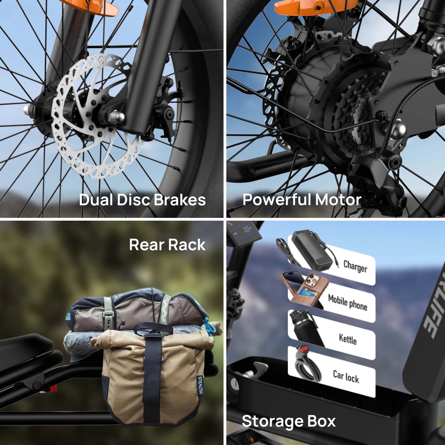 URLIFE 1500W Peak Electric Mountain Bike With 48V Removable Battery